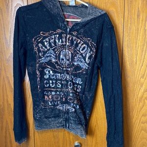 Affliction reversible hoodie small
